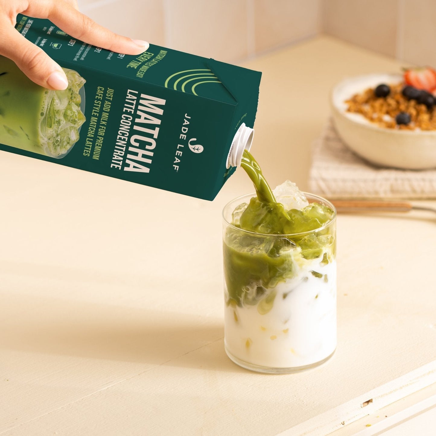 6-pack of matcha latte concentrate bottles for easy cafe-style hot or iced matcha lattes