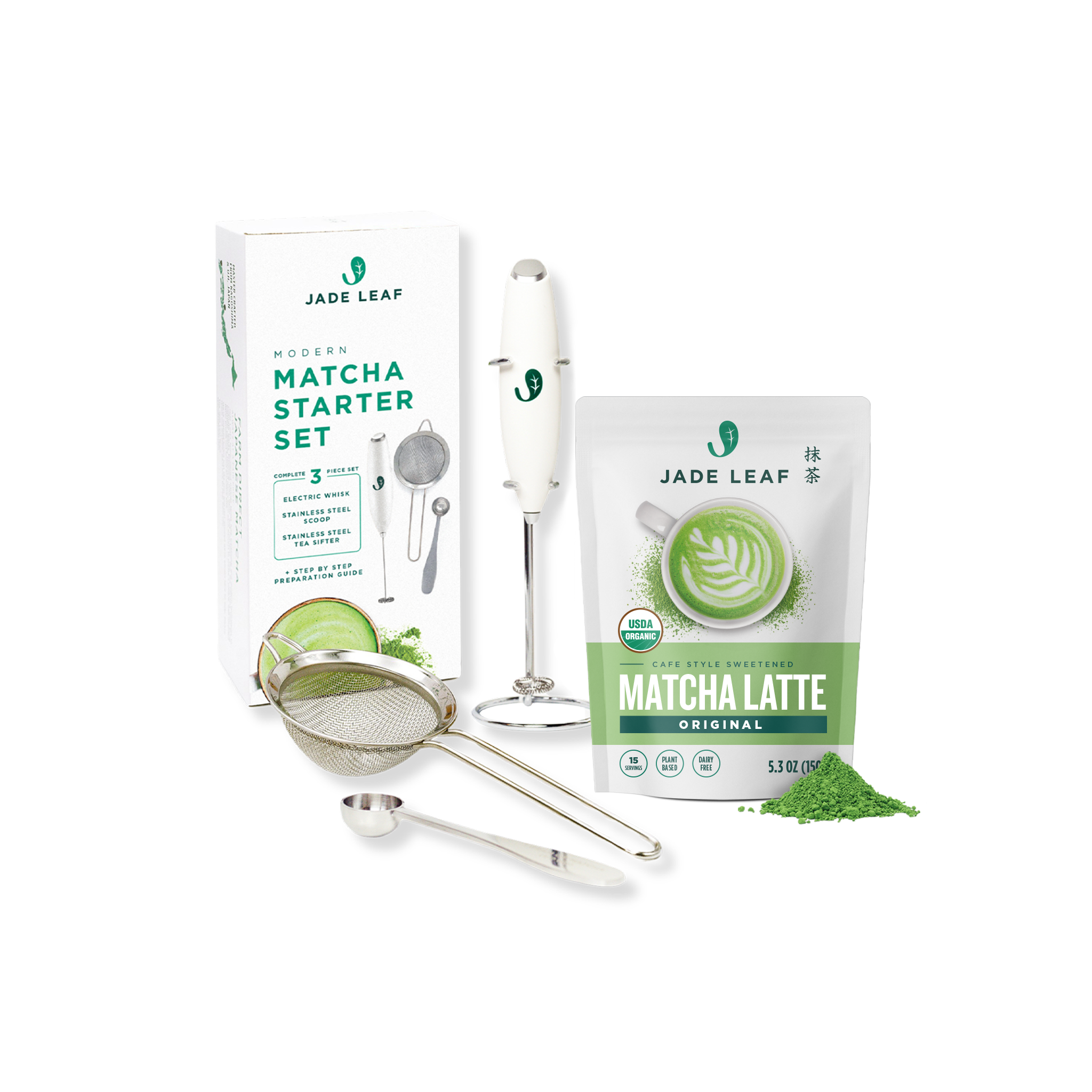 まっちゃページ Cafe Style Matcha Latte Mix Starter Bundle – Jade Leaf Matcha US