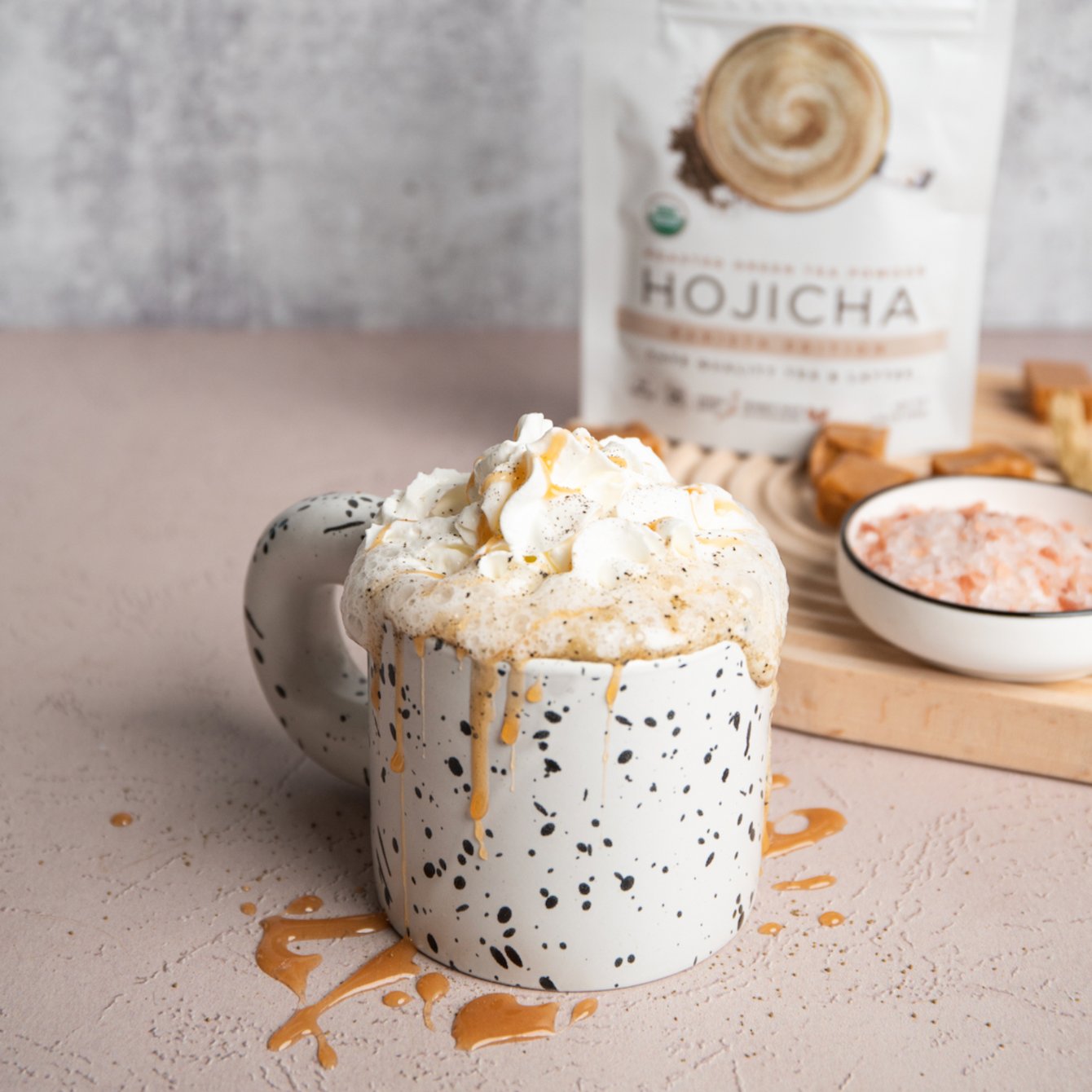 Hojicha Salted Caramel Latte