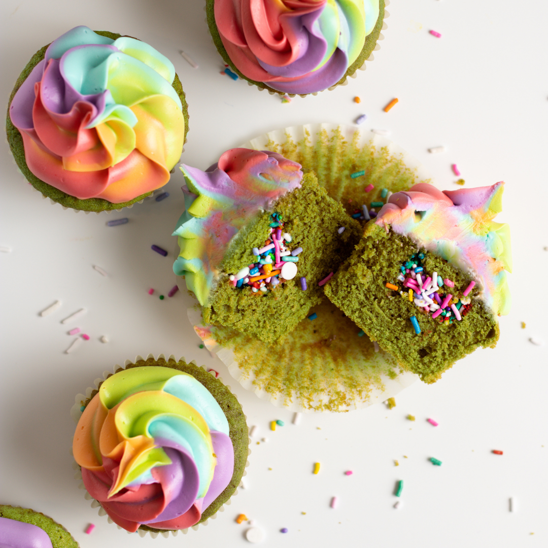 Rainbow Matcha Pride Cupcakes