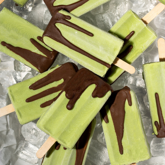 Chocolate Covered Matcha Popsicles