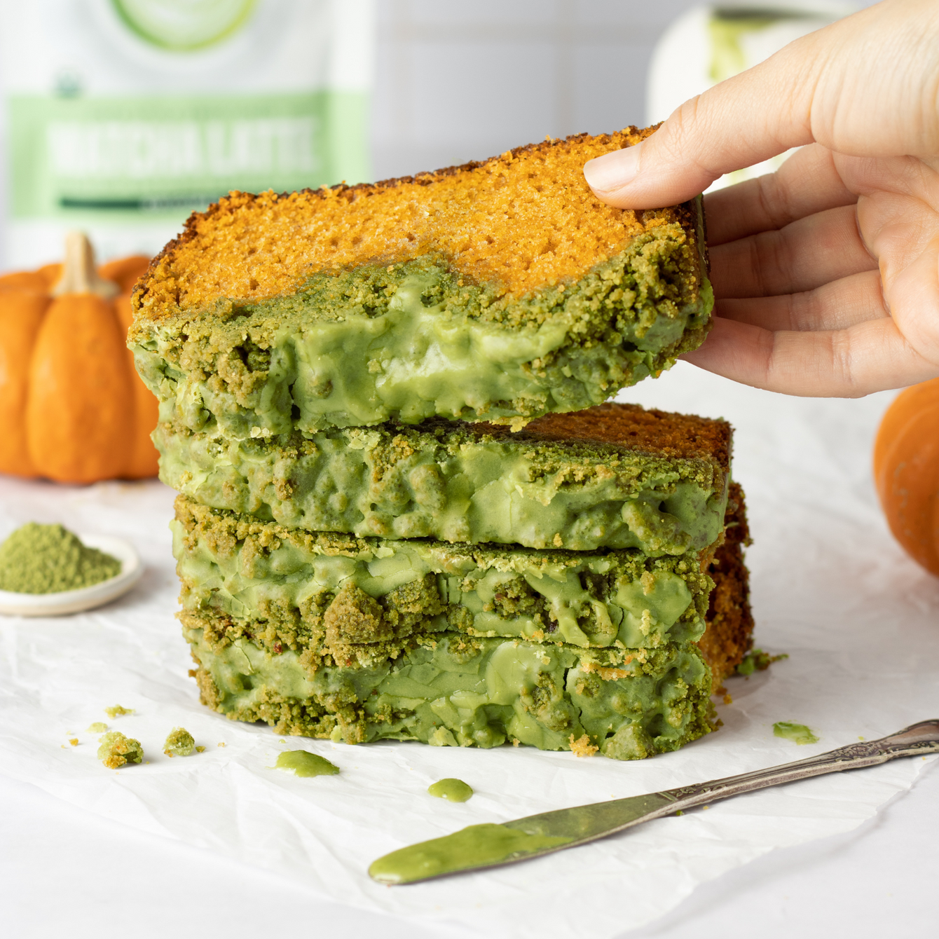 Matcha Streusel Pumpkin Bread