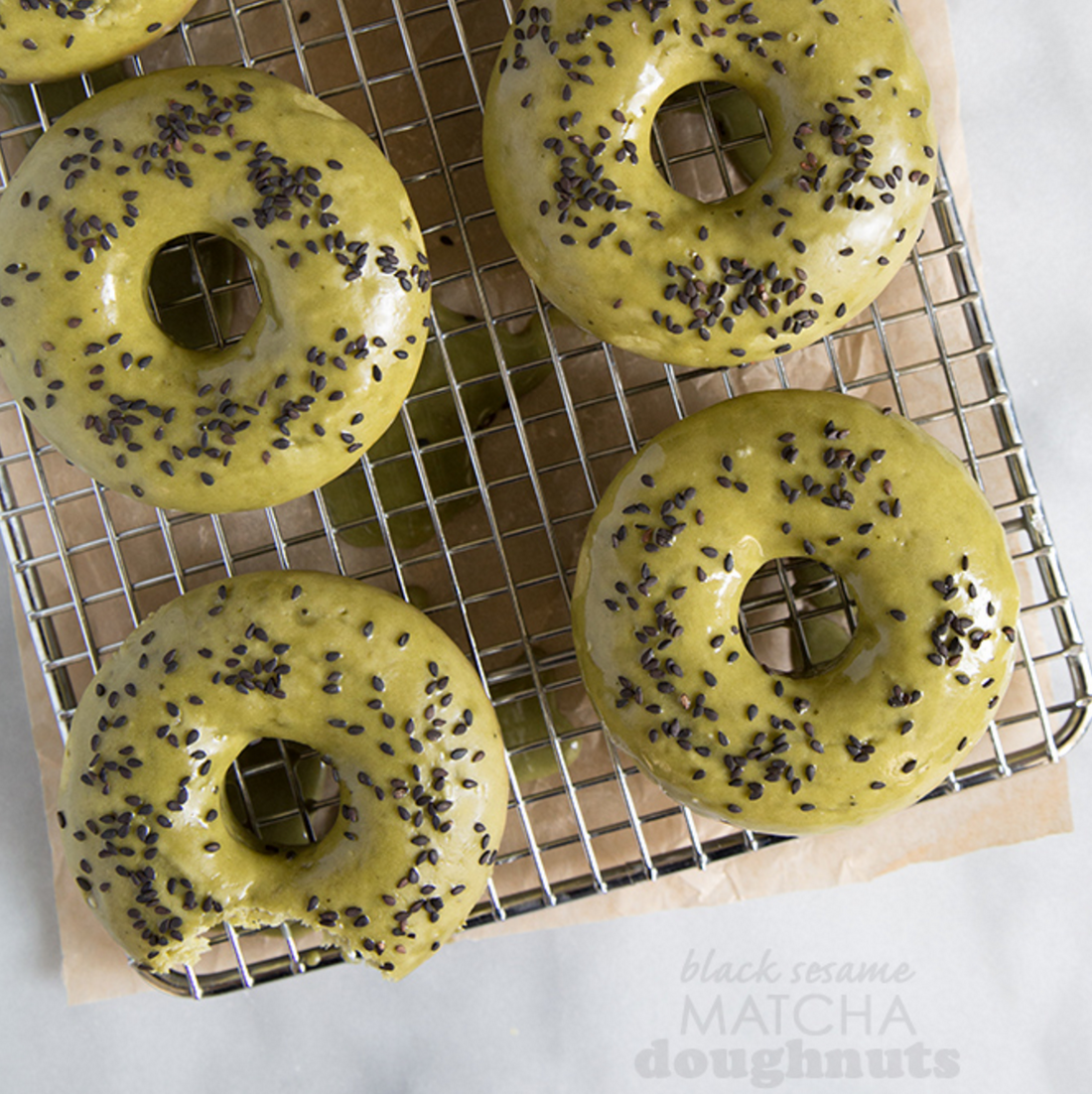 Black Sesame Matcha Doughnuts