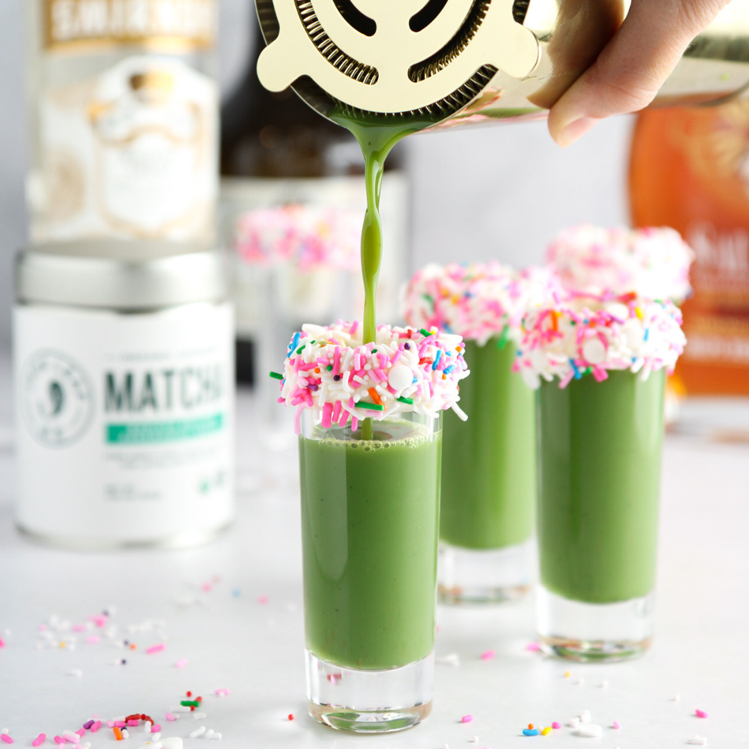 Matcha Birthday Cake Shots