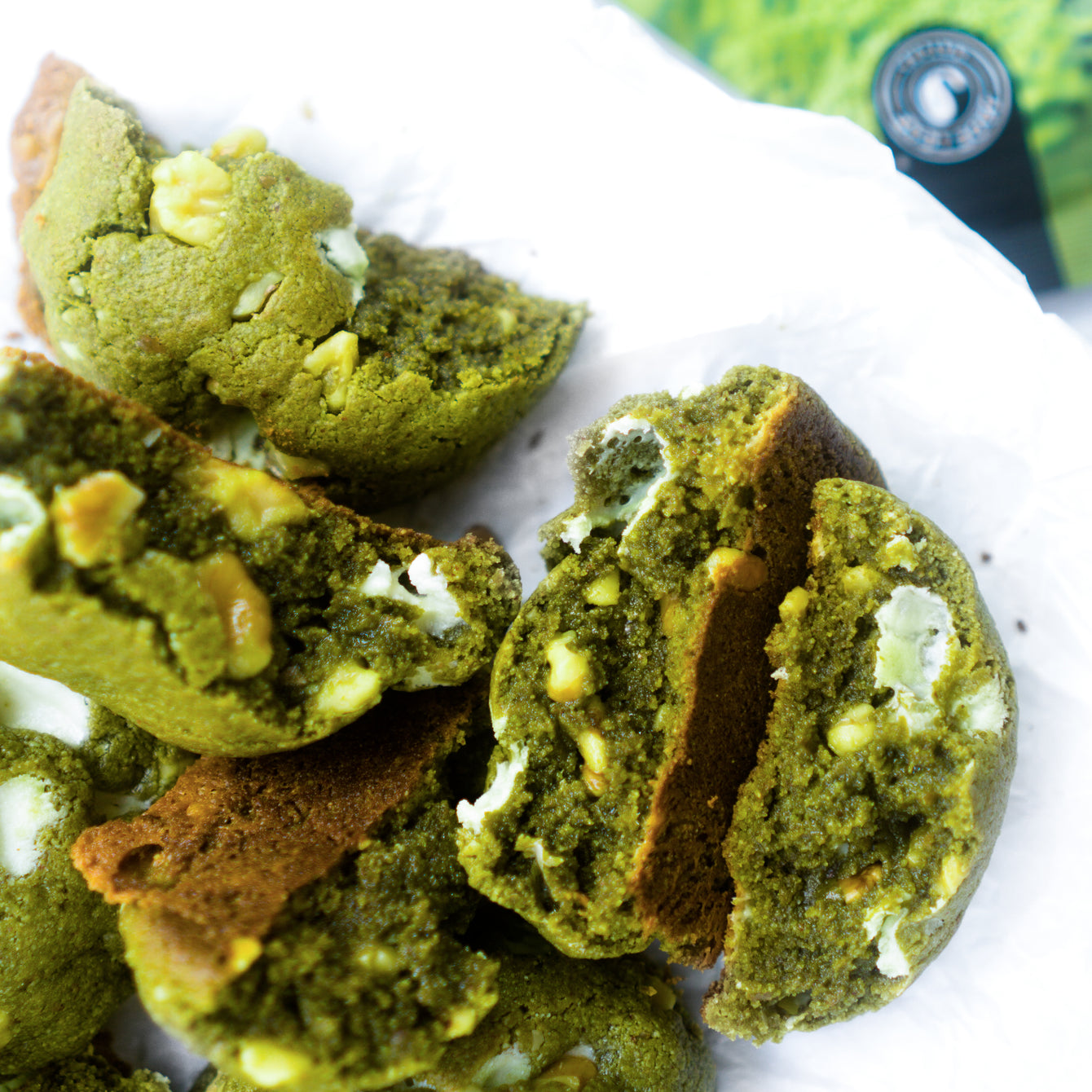Paleo White Chocolate Matcha Cookies