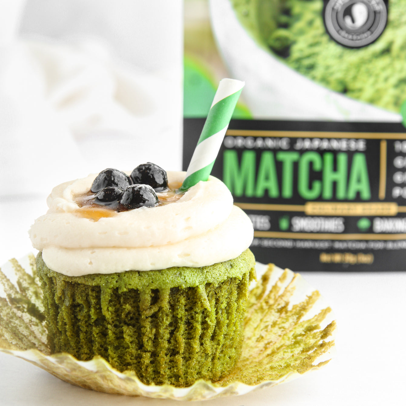 Matcha Latte Boba Cupcakes