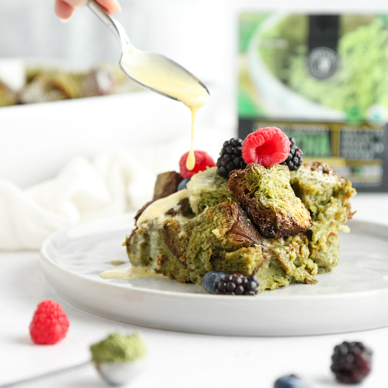 Matcha Bread Pudding