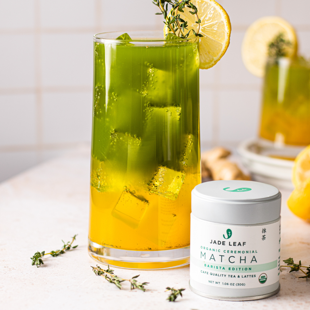 Sparking Turmeric-Ginger Matcha Lemonade for Gut Health