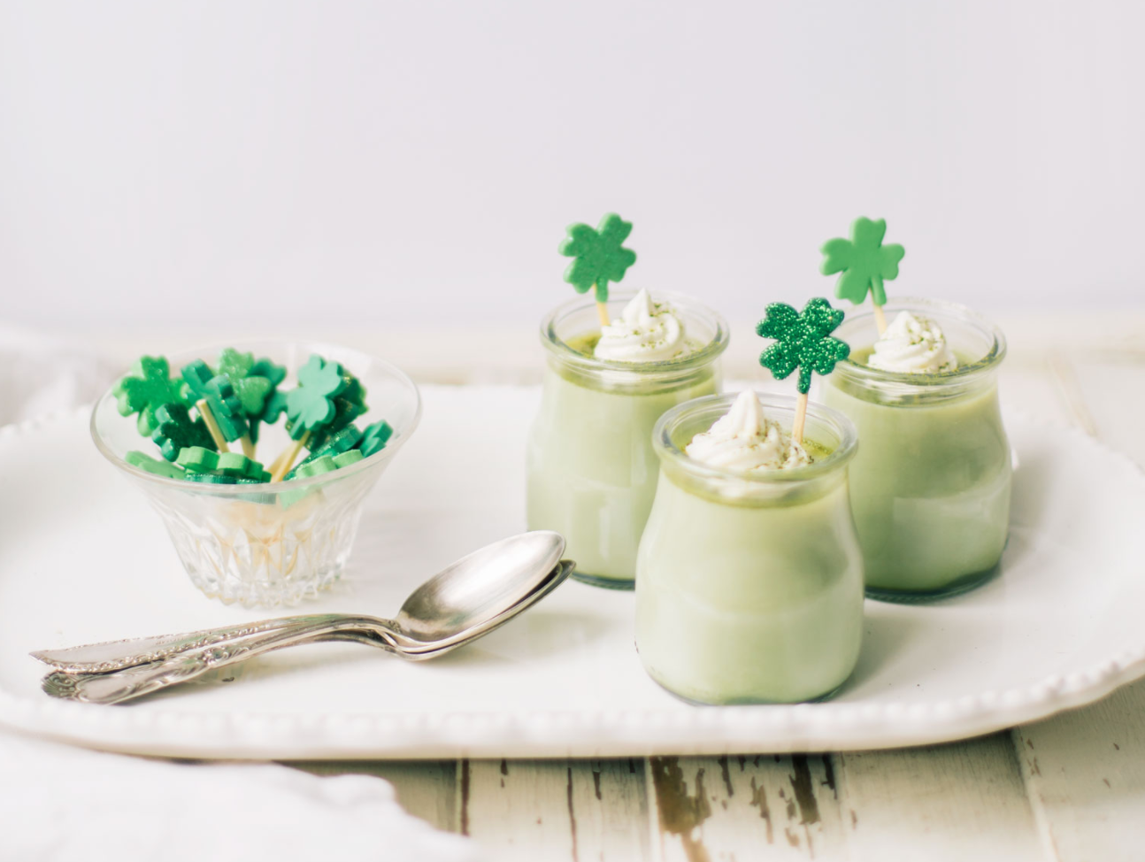 St. Patrick's Day Matcha Pudding Cups