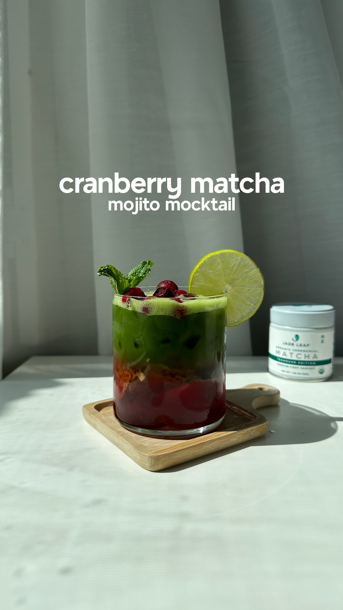 Cranberry Matcha Mojito Mocktail