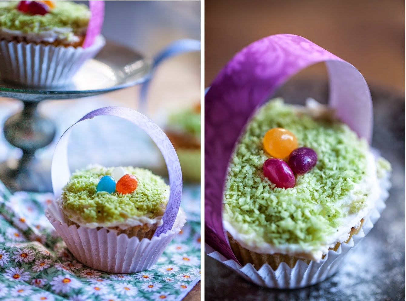 Matcha Easter Basket Cupcakes