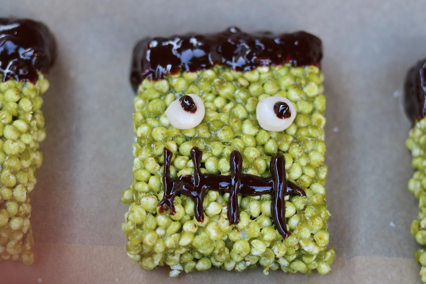 Halloween Recipe Scary Matcha Marshmallow Crispy Bites Jade Leaf Matcha