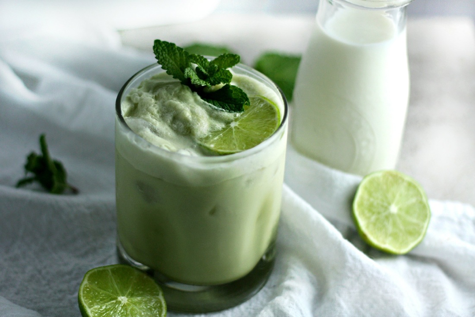 Frothy Matcha Coconut Mint Iced Latte