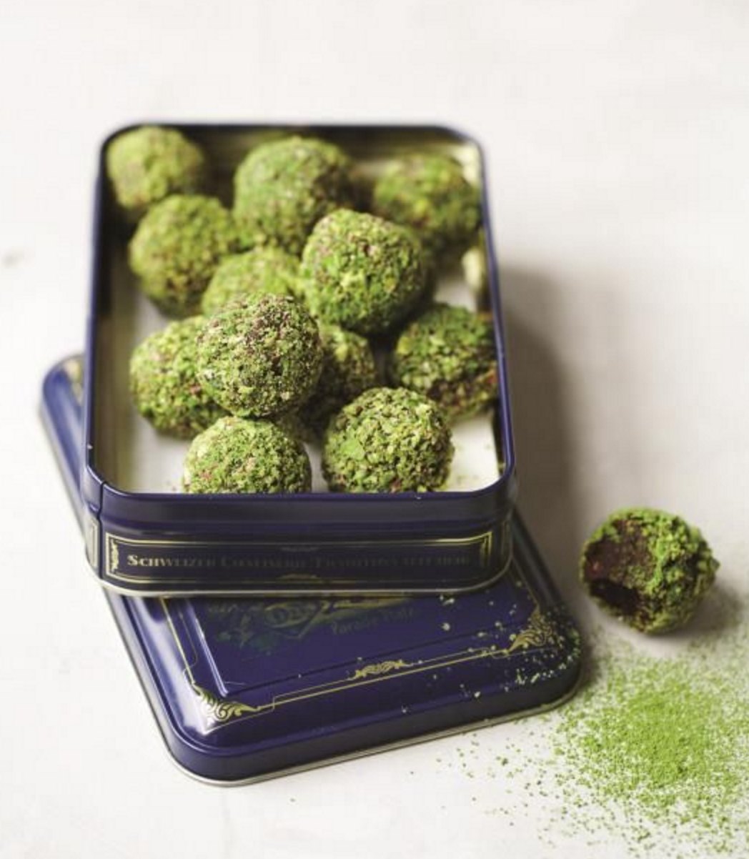 Matcha-Pistachio-Chocolate Truffles