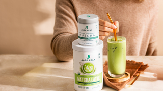 frothing green matcha
