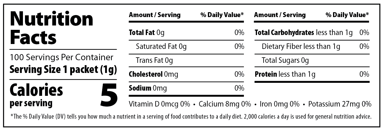 Classic Ceremonial Single Serves - 100 count - Nutrition