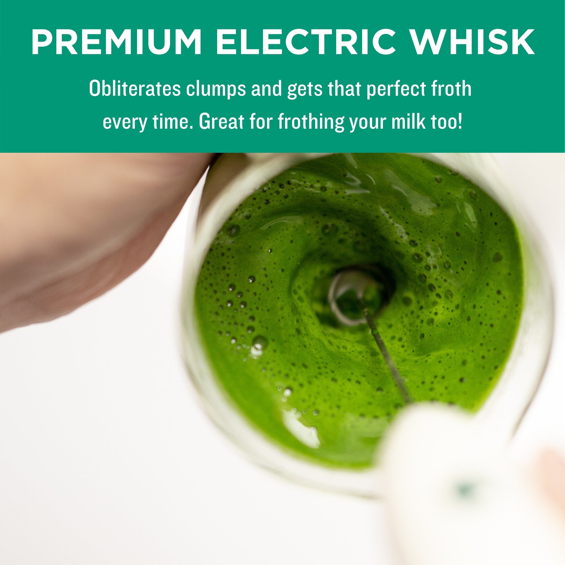 Elementi Electric Matcha Whisk - Handheld Milk Frother Emerald