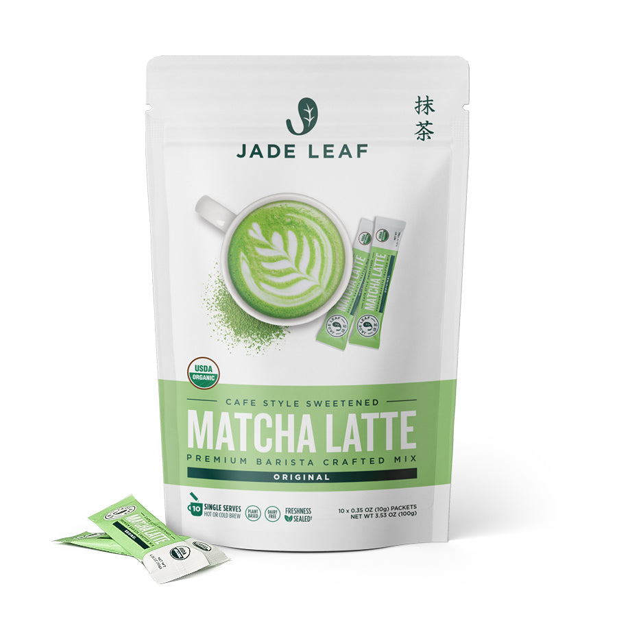 Væve Høre fra Gå forud Organic Cafe Style Sweetened Matcha Latte Mix - Original - Stick Packs |  Jade Leaf Matcha