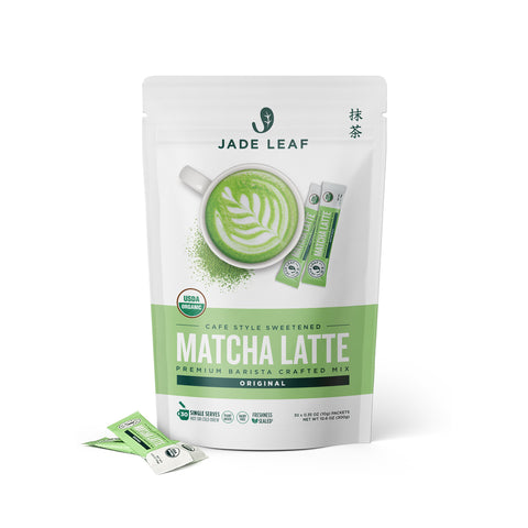 Organic Cafe Style Sweetened Matcha Latte Mix - Original - Stick Packs - 30 Count