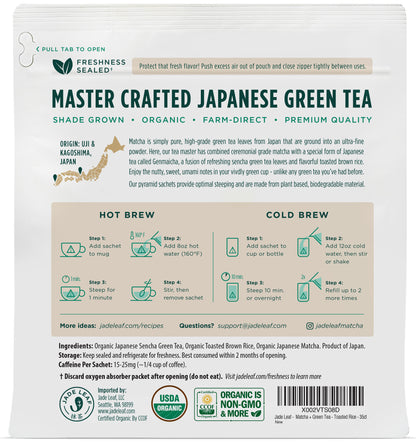 Matcha + Green Tea - Toasted Rice - Back - 35 Sachets