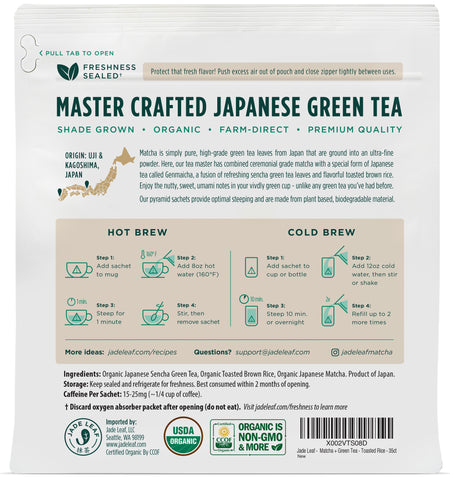Matcha + Green Tea - Toasted Rice - Back - 35 Sachets
