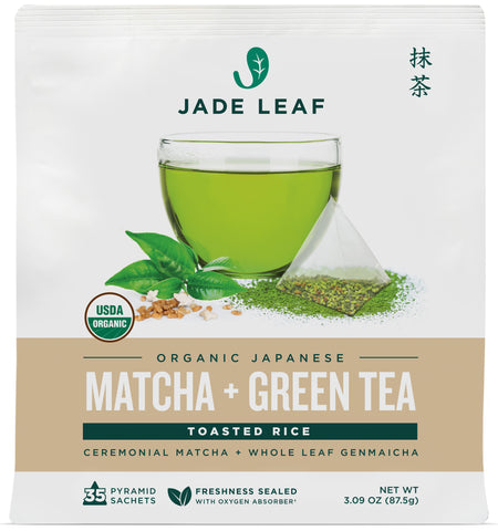 Matcha + Green Tea Pyramid Sachet Tea Bags - Toasted Rice - 35 Sachets